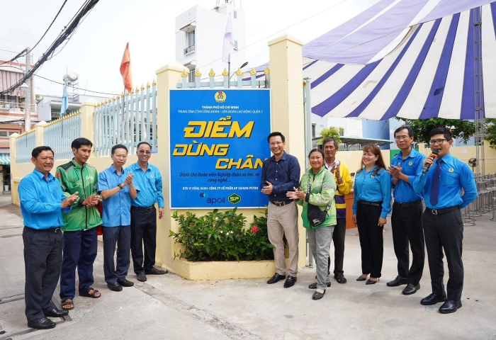 AP SAIGON PETRO HÂN HẠNH GÓP MẶT TẠI LỄ RA MẮT MÔ HÌNH “ĐIỂM DỪNG CHÂN” DÀNH CHO ĐOÀN VIÊN NGHIỆP ĐOÀN XE ÔM, XE CÔNG NGHỆ TẠI QUẬN 7 & THỦ ĐỨC