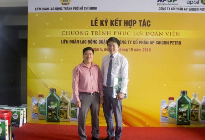 BUỔI LỄ KÝ KẾT HỢP TÁC GIỮA AP SAIGON PETRO VÀ LIÊN ĐOÀN LAO ĐỘNG QUẬN 4, TP.HCM